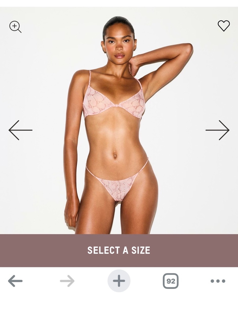 🎀🐍🩷SKIMS Milky Sheer Pink Rose Pastel Snake Front Closure Bralette🩷🐍🎀
